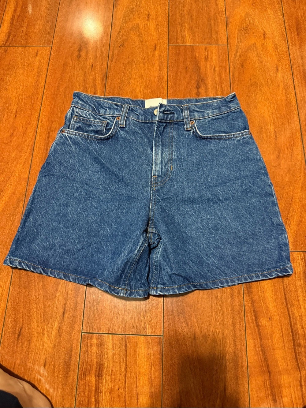 Reformation Mid-Rise Denim Shorts - Dark Blue